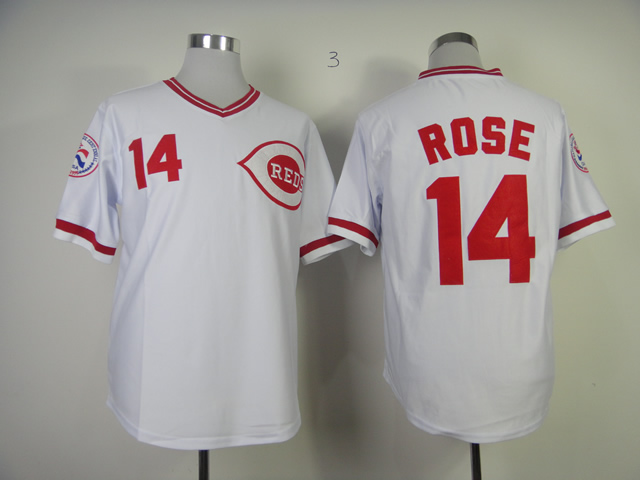 Men MLB Cincinnati Reds 14 Rose white throwback 1976 jerseys